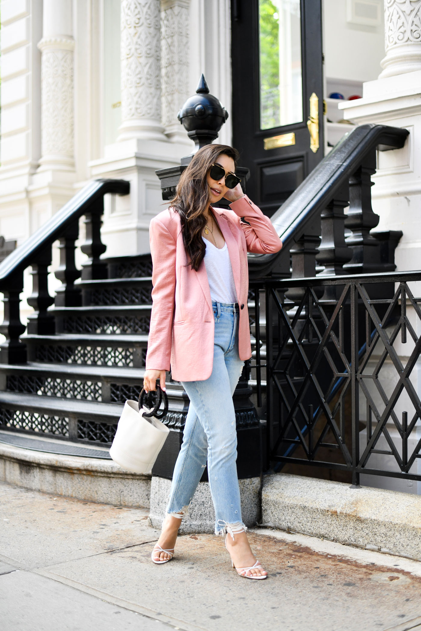 Pink Silk Blazer Outfit - A Blog by ...