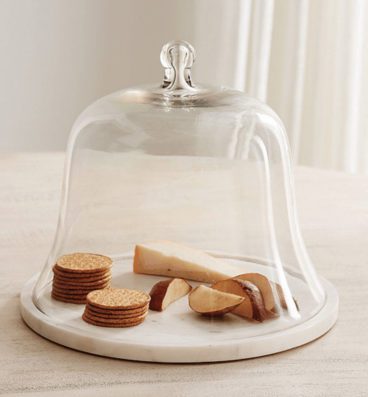 Glass cloche with marble board